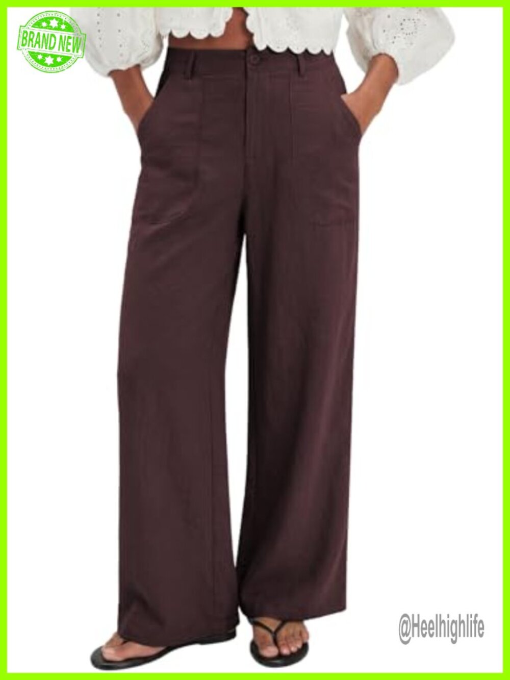Women's High Waist Wide Leg Palazzo Pants with Pockets